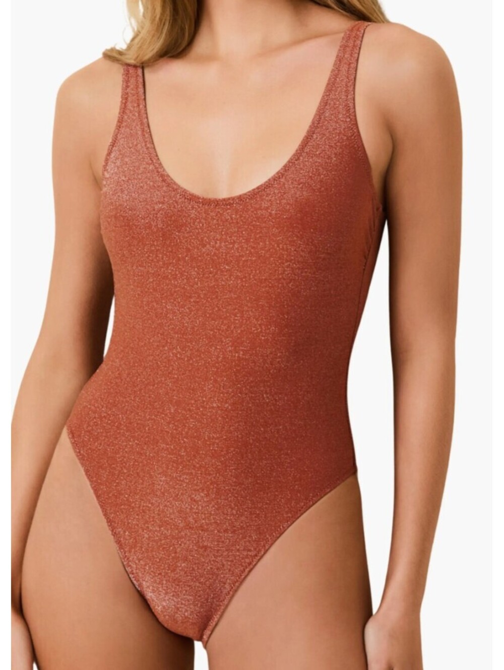SOLID & STRIPED Hailey bronze scoop neck one piece swimsuit sz M